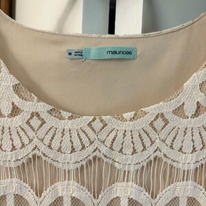 Maurices medium cream and white lace short sleeve babydoll tunic or short dress